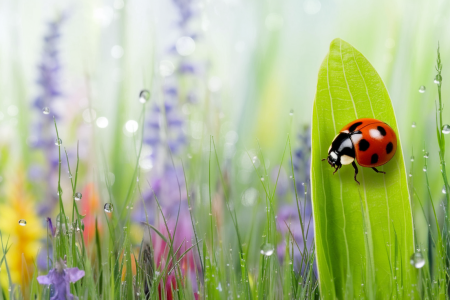 coccinelle-feuille-verde-rosee-plantes