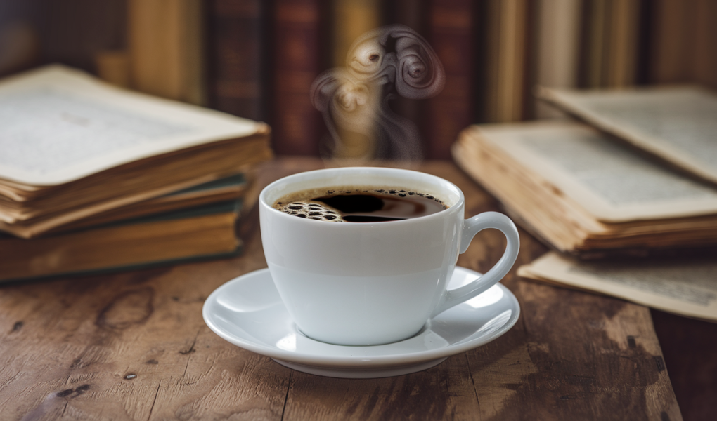 tasse-cafe-table-bois-livres-anciens