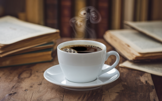 tasse-cafe-table-bois-livres-anciens