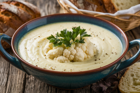 veloute-chou-fleur-persil-pains-rustiques