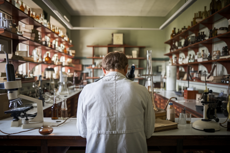 laboratoire-ancien-homme-microscope-etageres
