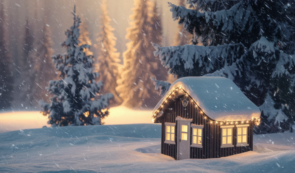 maison-bois-neige-coniferes-hiver