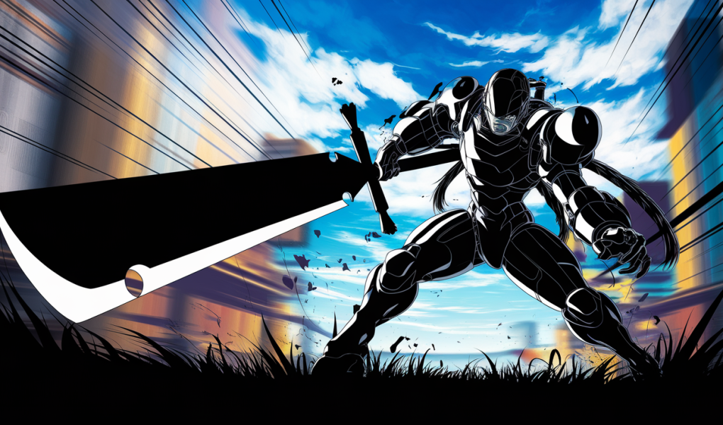 silhouette-anime-epee-combat-ville