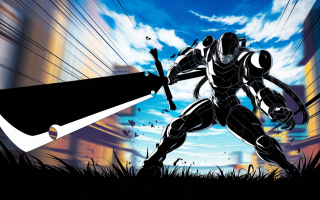 silhouette-anime-epee-combat-ville