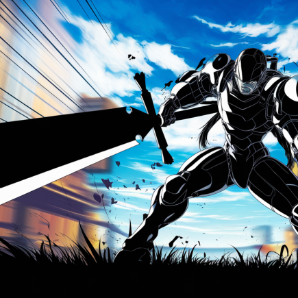 silhouette-anime-epee-combat-ville