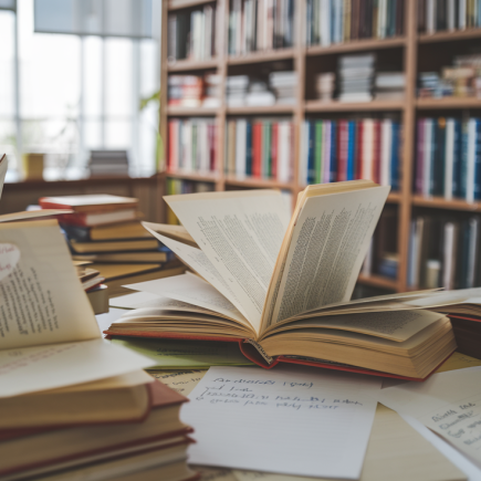 bureau-livres-notes-etagere-dictionnaires